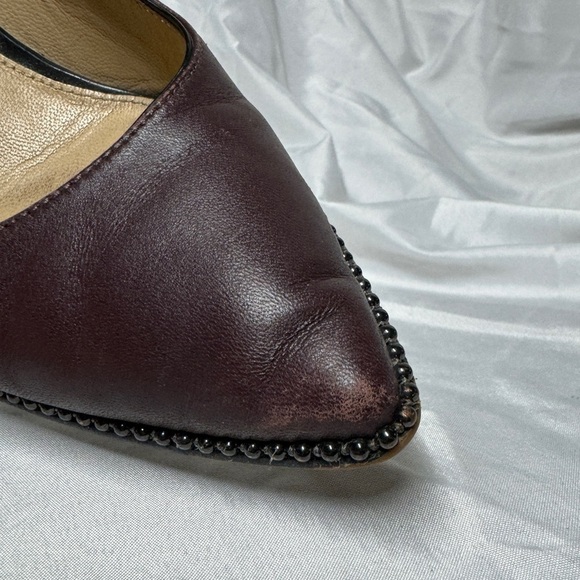 Coach Smith Beadchain Burgundy Maroon Beaded Trim Heels Size 8 - Picture 8 of 16